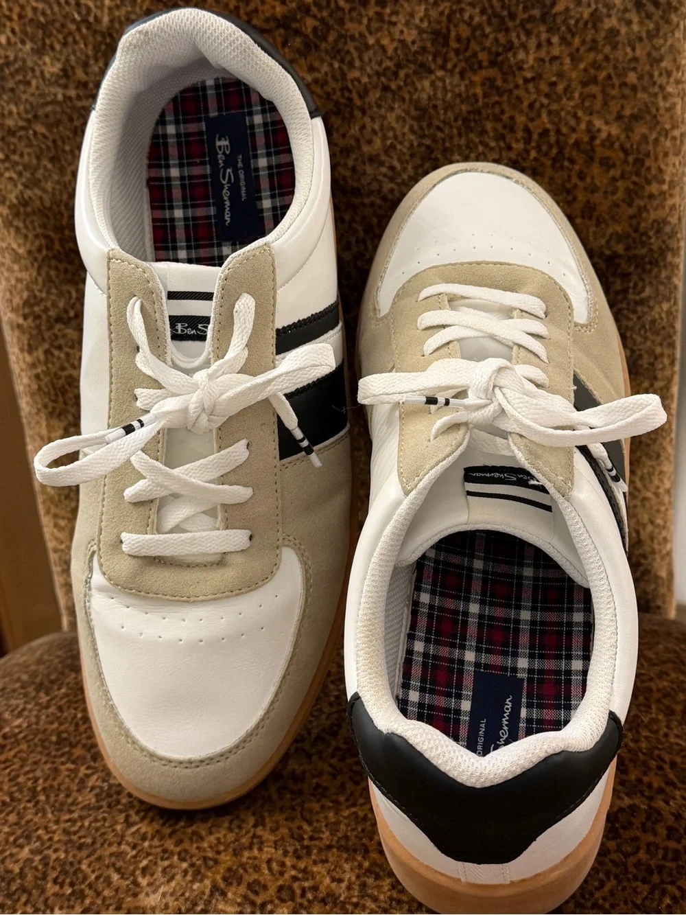 Ben Sherman White, Black & Tan Low-Top Sneakers